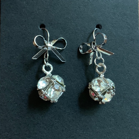 3/$30 Silver Bow Drop Earrings - Picture 7 of 8